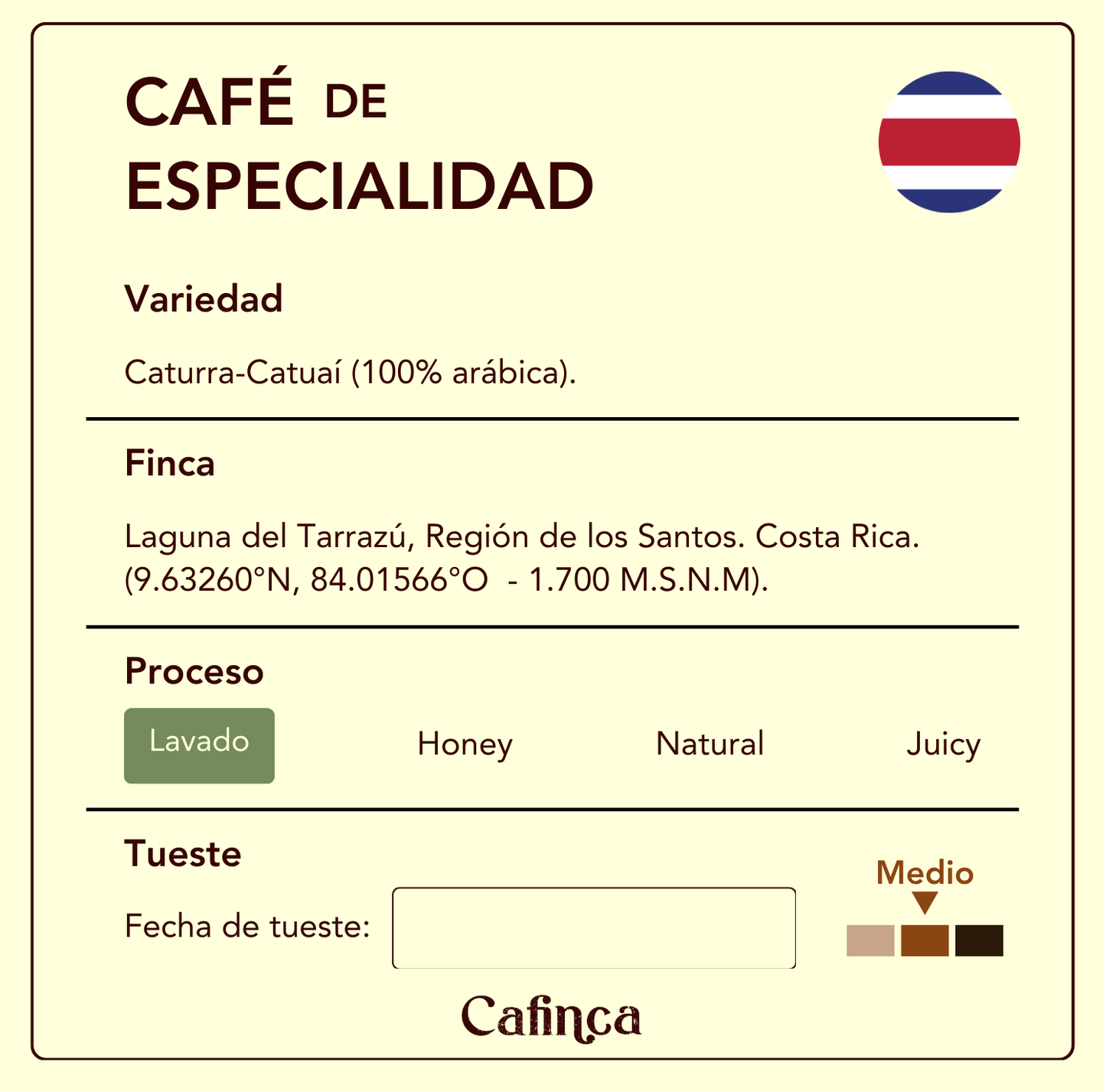 250 g café de Costa Rica